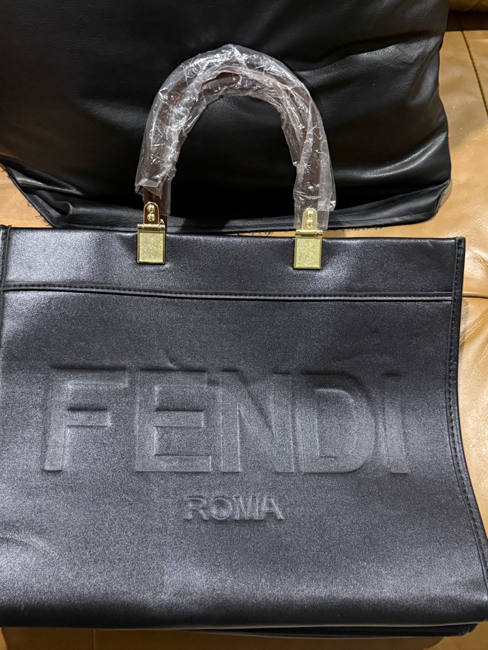 Black Leather Tote Bag